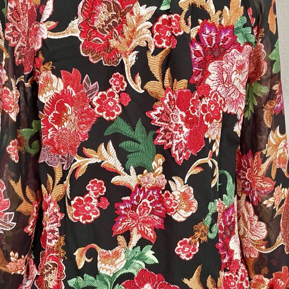 JM Collection Womens Blouse XS Long Sleeve Floral Boho Vacation Travel Resort - Picture 8 of 14